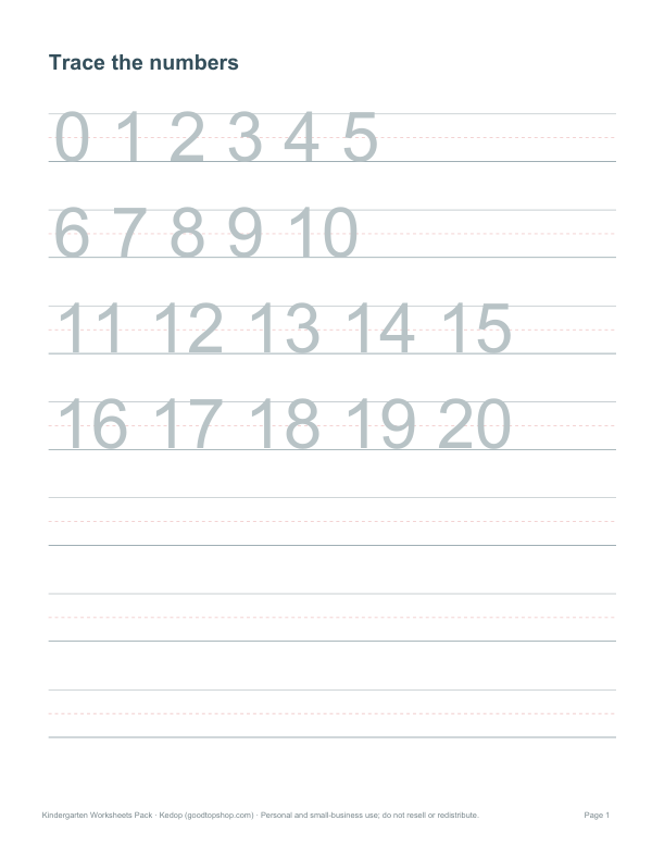 Preview of Number Tracing 0-20 Worksheet